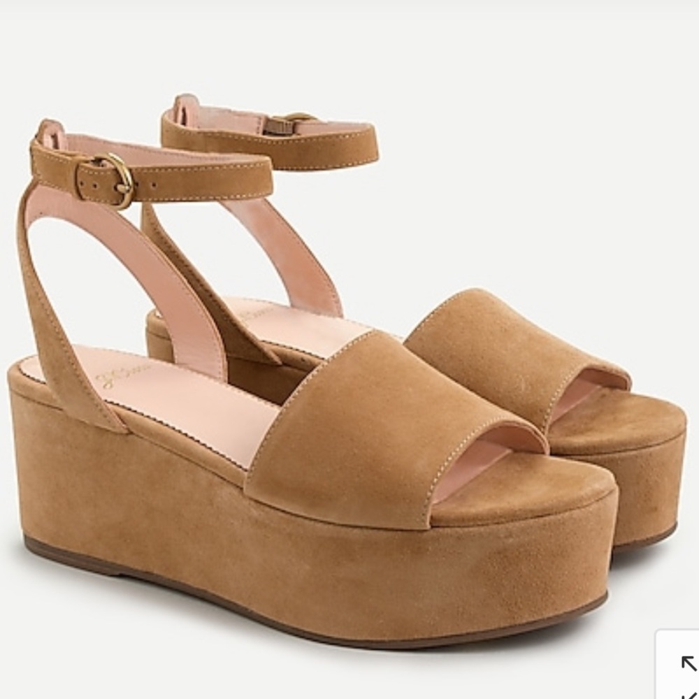 J Crew Suede Wide Strap Platform Sandal